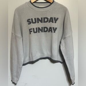 JESSICA SIMPSON OVERSIZED CROPPED SWEATER SUNDAY FUNDAY SIZE MEDIUM